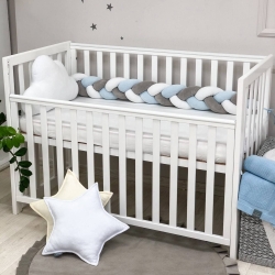 Protectie laterala patut bebe albastru-grafit